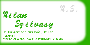 milan szilvasy business card