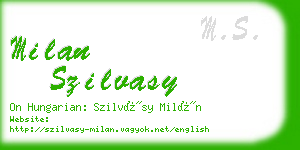 milan szilvasy business card